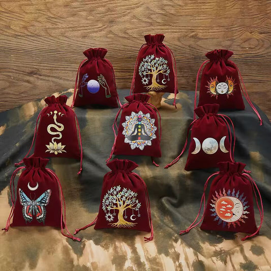 13x18cm Color Velvet Moon Phase Tarots Oracle Cards Storage Bag Runes Constellation Witch Divination Accessories Jewelry bag